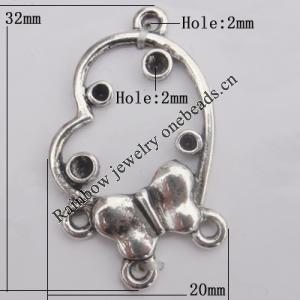Connector Zinc Alloy Jewelry Findings Lead-free, 32x30mm Hole:2mm Sold by Bag