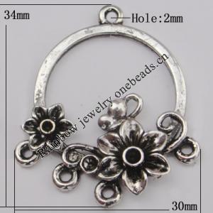 Connector Zinc Alloy Jewelry Findings Lead-free, 34x30mm Hole:2mm Sold by Bag