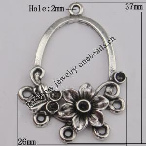 Connector Zinc Alloy Jewelry Findings Lead-free, 37x26mm Hole:2mm Sold by Bag