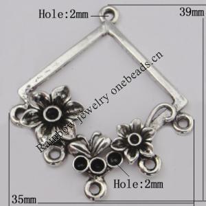 Connector Zinc Alloy Jewelry Findings Lead-free, 39x35mm Hole:2mm Sold by Bag
