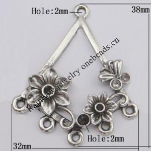 Connector Zinc Alloy Jewelry Findings Lead-free, 38x32mm Hole:2mm Sold by Bag