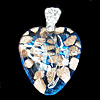 Silver Foil Lampwork Pendant with Metal Alloy Head, Heart 32x29mm Hole:5x4mm, Sold by PC