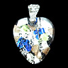 Silver Foil Lampwork Pendant with Metal Alloy Head, Heart 32x29mm Hole:5x4mm, Sold by PC