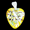 Silver Foil Lampwork Pendant with Metal Alloy Head, Heart 32x28mm Hole:5x4mm, Sold by PC