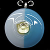 Lampwork Pendant with Metal Alloy Head, Flat Round 49mm Hole:7x4mm, Sold by PC