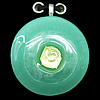 Lampwork Pendant with Metal Alloy Head, Flat Round 49mm Hole:7x4mm, Sold by PC