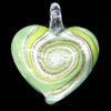 Silver Foil Lampwork Pendant, Heart 37x35mm Hole:4mm, Sold by PC