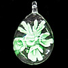 Inner Flower Lampwork Pendant, Teardrop 40x39mm Hole:3mm, Sold by PC