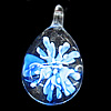 Inner Flower Lampwork Pendant, Leaf 47x27mm Hole:3mm, Sold by PC