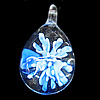 Inner Flower Lampwork Pendant, Leaf 47x27mm Hole:3mm, Sold by PC