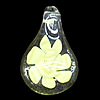 Inner Flower Lampwork Pendant, Leaf 47x27mm Hole:3mm, Sold by PC