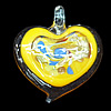 Gold Sand Lampwork Pendant, Heart 42x36mm Hole:8mm, Sold by PC