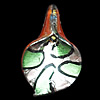 Silver Foil Lampwork Pendant, Twis Leaf 62x40mm Hole:6mm, Sold by PC