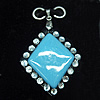 Lampwork Pendant with Acrylic Zircon and Metal Alloy Head, Diamond 40x33mm Hole:5x4mm, Sold by PC