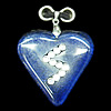 Lampwork Pendant with Acrylic zircon and Metal Alloy Head, Heart 40mm Hole:5x4mm, Sold by PC