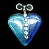 Lampwork Pendant with Acrylic zircon and Metal Alloy Head, Heart 39x38mm Hole:5x4mm, Sold by PC