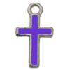 Pendant Zinc Alloy Enamel Jewelry Findings Lead-free, Cross 15x8mm Hole:1.5mm, Sold by Bag