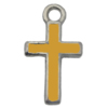 Pendant Zinc Alloy Enamel Jewelry Findings Lead-free, Cross 15x8mm Hole:1.5mm, Sold by Bag