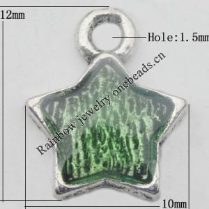 Pendant Zinc Alloy Enamel Jewelry Findings Lead-free, Star 12x10mm Hole:1.5mm, Sold by Bag