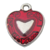 Pendant Zinc Alloy Enamel Jewelry Findings Lead-free, Heart 15x13mm Hole:1.5mm, Sold by Bag