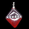 Lampwork Pendant with Acrylic zircon and Metal Alloy Head, Diamond 40mm Hole:5x4mm, Sold by PC