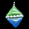 Lampwork Pendant with Acrylic zircon and Metal Alloy Head, Diamond 40mm Hole:5x4mm, Sold by PC