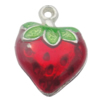 Pendant Zinc Alloy Enamel Jewelry Findings Lead-free, Strawberry 20x15mm Hole:1.5mm, Sold by Bag