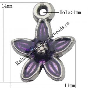 Pendant Zinc Alloy Enamel Jewelry Findings Lead-free, Flower 14x11mm Hole:1mm, Sold by Bag