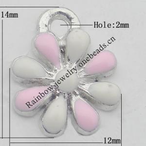 Pendant Zinc Alloy Enamel Jewelry Findings Lead-free, Flower 14x12mm Hole:2mm, Sold by Bag