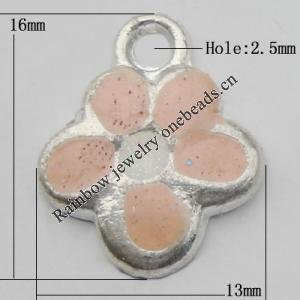 Pendant Zinc Alloy Enamel Jewelry Findings Lead-free, Flower 16x13mm Hole:2.5mm, Sold by Bag