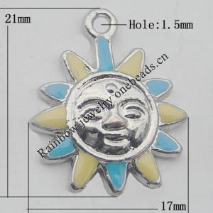 Pendant Zinc Alloy Enamel Jewelry Findings Lead-free, 21x17mm Hole:1.5mm, Sold by Bag