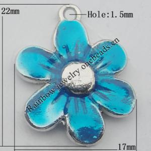 Pendant Zinc Alloy Enamel Jewelry Findings Lead-free, Flower 22x17mm Hole:1.5mm, Sold by Bag