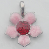 Pendant Zinc Alloy Enamel Jewelry Findings Lead-free, Flower 24x20mm Hole:4mm, Sold by Bag