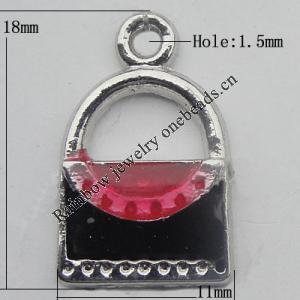 Pendant Zinc Alloy Enamel Jewelry Findings Lead-free, 18x11mm Hole:1.5mm, Sold by Bag
