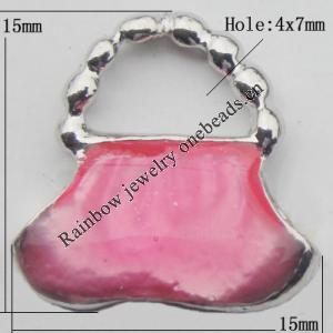 Pendant Zinc Alloy Enamel Jewelry Findings Lead-free, 15x15mm Hole:4x7mm, Sold by Bag