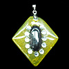 Lampwork Pendant with Acrylic zircon and Metal Alloy Head, Diamond 38x35mm Hole:5x4mm, Sold by PC