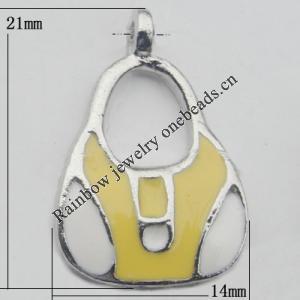 Pendant Zinc Alloy Enamel Jewelry Findings Lead-free, 21x14mm Hole:1mm, Sold by Bag