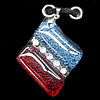 Lampwork Pendant with Acrylic zircon and Metal Alloy Head, Diamond 43x35mm Hole:5x4mm, Sold by PC