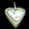 Lampwork Pendant with Acrylic zircon and Metal Alloy Head, Heart 39mm Hole:5x4mm, Sold by PC