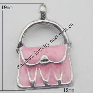 Pendant Zinc Alloy Enamel Jewelry Findings Lead-free, 19x12mm Hole:2mm, Sold by Bag