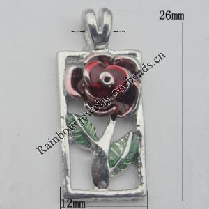 Pendant Zinc Alloy Enamel Jewelry Findings Lead-free, 26x12mm Hole:4mm, Sold by Bag