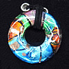 Silver Foil Lampwork Pendant, Dount 45mm Hole:13mm, Sold by PC