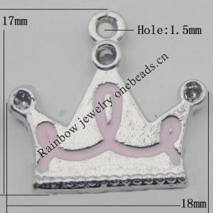 Pendant Zinc Alloy Enamel Jewelry Findings Lead-free, Crown 17x18mm Hole:1.5mm, Sold by Bag