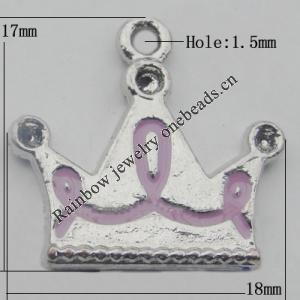 Pendant Zinc Alloy Enamel Jewelry Findings Lead-free, Crown 17x18mm Hole:1.5mm, Sold by Bag