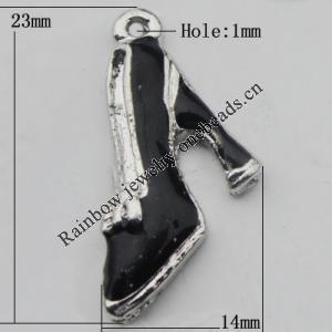 Pendant Zinc Alloy Enamel Jewelry Findings Lead-free, High Heels 23x14mm Hole:1mm, Sold by Bag