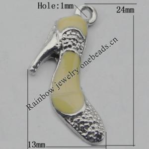 Pendant Zinc Alloy Enamel Jewelry Findings Lead-free, High Heels 24x13mm Hole:1mm, Sold by Bag