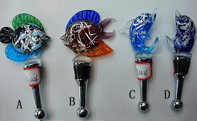 Lampwork Glass Bottle Stopper, Animal 105x46mm-115x66mm, Sold by PC