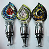 Lampwork Glass Bottle Stopper, 105x38mm, Sold by PC