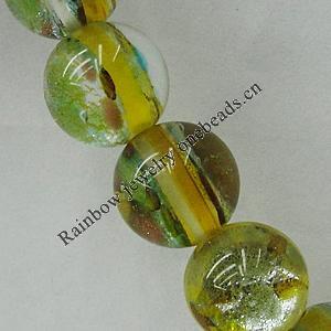 Silver Foil Lampwork Beads, Round, 8mm, Length:16 Inch Sold by Strand