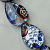 Silver Foil Lampwork Beads, Flat Teardrop, 13x18mm, Length:16 Inch Sold by Strand